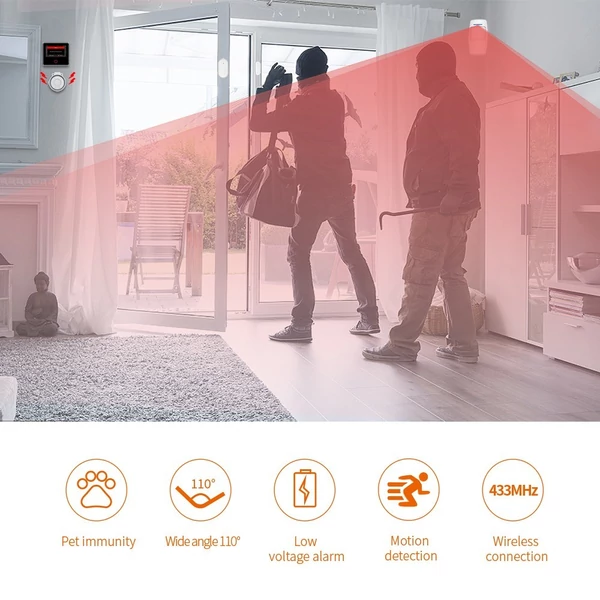 Vezeték nélküli WiFi PIR mozgásérzékelő infravörös biztonsági riasztó Tuya App Control Smart Home biztonsági rendszerrel