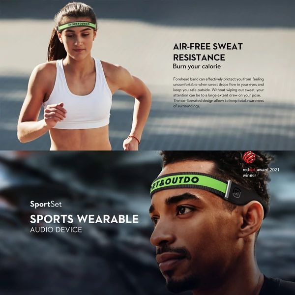 MIFO SO SportSet Reddot Award BT 5.3 fejhallgató és sport fejpánt 2 az 1-ben hordható audioeszköz - M méret