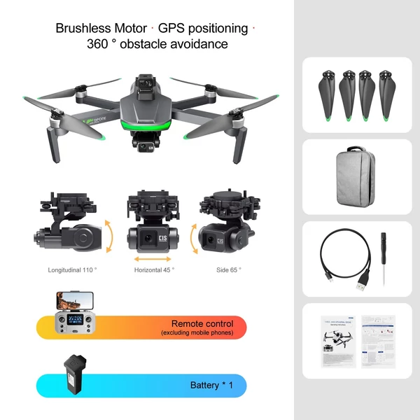 YLR/C S155 GPS 5G WiFi 6KM Repeater FPV 2.7K HD ESC kamera 3 tengelyes EIS Gimbal távirányítós drón tárolótáskával - 360°-os akadályelkerülővel, 1 akkumulátor