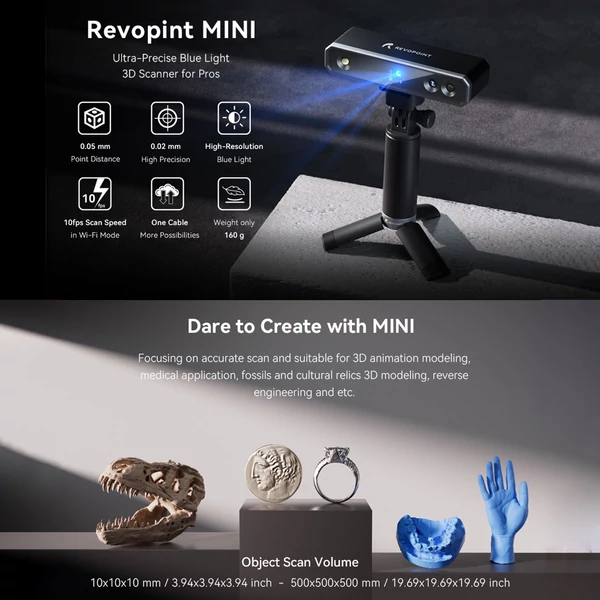 Revopoint MINI 3D szkennerkészlet kézi forgatású szkennelési mód szabványos verzió