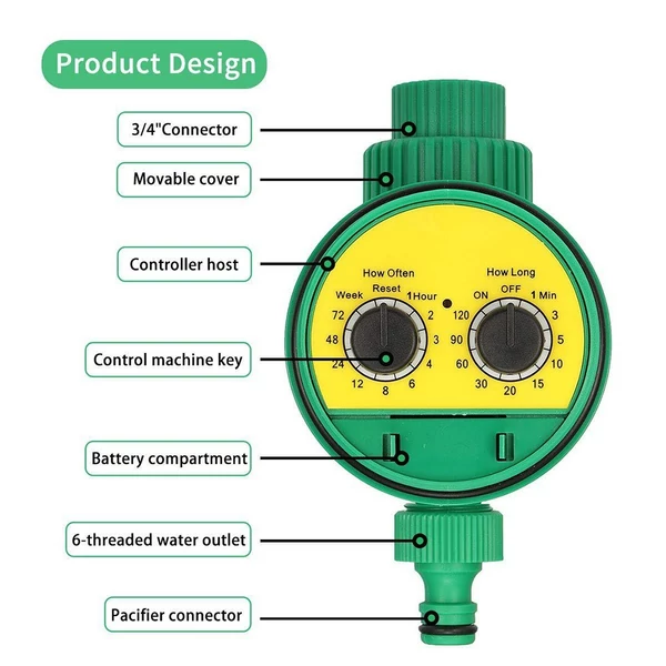 Automata öntözésvezérlő golyóscsap Kerti öntözőtömlő időzítő kültéri vízálló automata