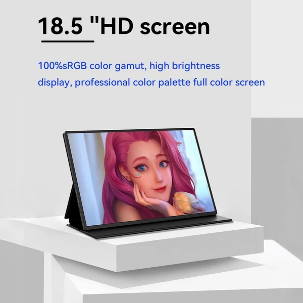 18,5 hüvelykes 1080P hordozható monitor 1920*1080 IPS képernyő 178°-os látószög 60Hz Type-C /HD /3,5 mm
