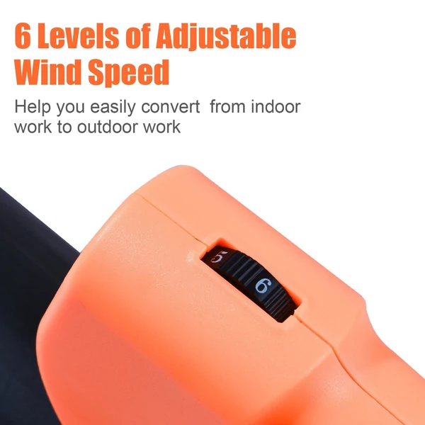 Vezeték nélküli, 3000 W-os elektromos lombfúvó 6 állítható sebességgel gyepápoláshoz, hófúváshoz, udvartisztításhoz – 1500 mAh-s akkumulátor