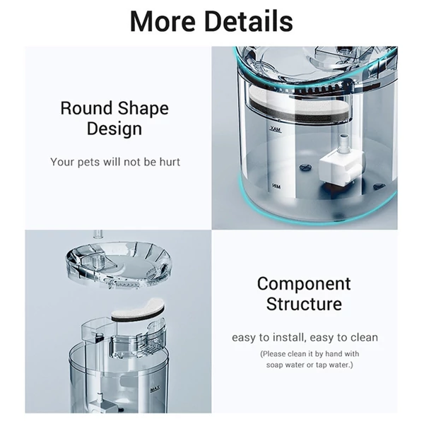 2 literes macska vízszökőkút kutya vízadagoló szuper csendes, automatikus házi kedvenc ivókút 2 vízáramlási mód - Változat 1