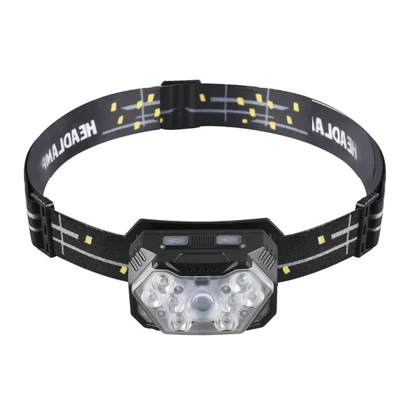 Intelligens LED hullámérzékelős fejlámpa hét fokozatú fényerőszabályzó éjszakai festés világító lámpa 45°-ban állítható konzollal