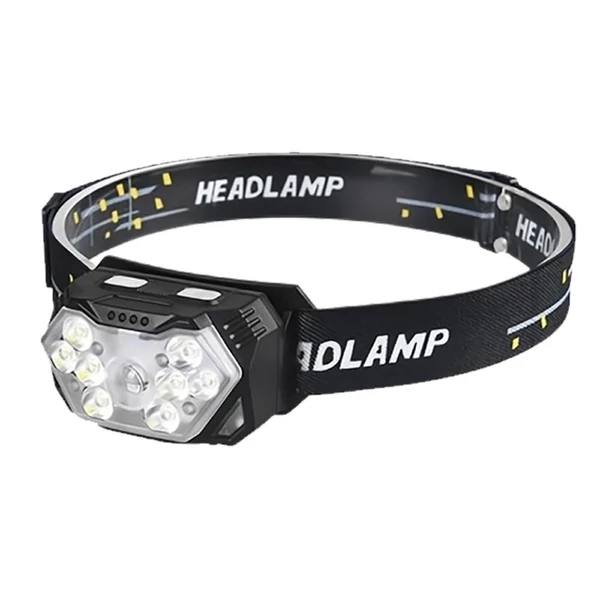 Intelligens LED hullámérzékelős fejlámpa hét fokozatú fényerőszabályzó éjszakai festés világító lámpa 45°-ban állítható konzollal