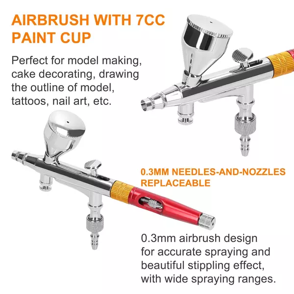 Többcélú, professzionális 0,3 mm-es Airbrush légkompresszor készlet 20-35PSI Airbrush toll légszivattyú készlet - Fekete