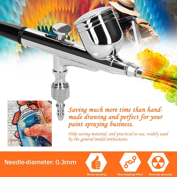Többcélú, professzionális 0,3 mm-es Airbrush légkompresszor készlet 20-35PSI Airbrush toll légszivattyú készlet - Fekete