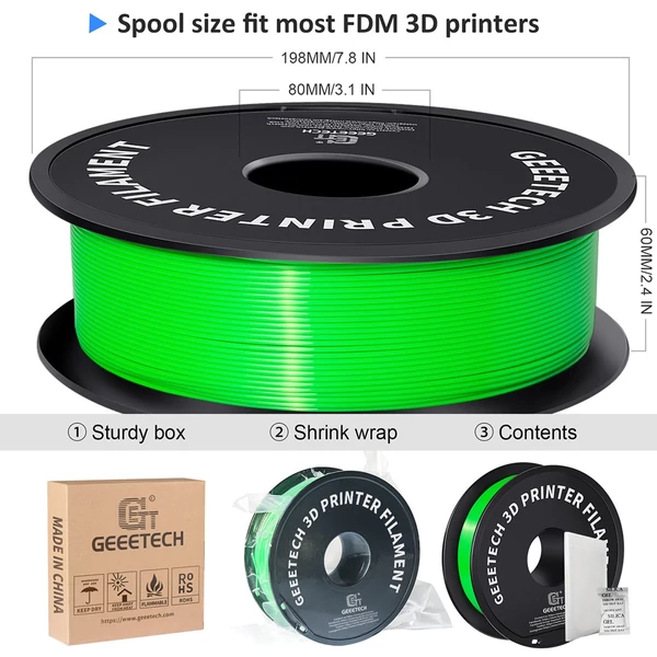 Geeetech PLA Filament 3D nyomtatóhoz - Zöld