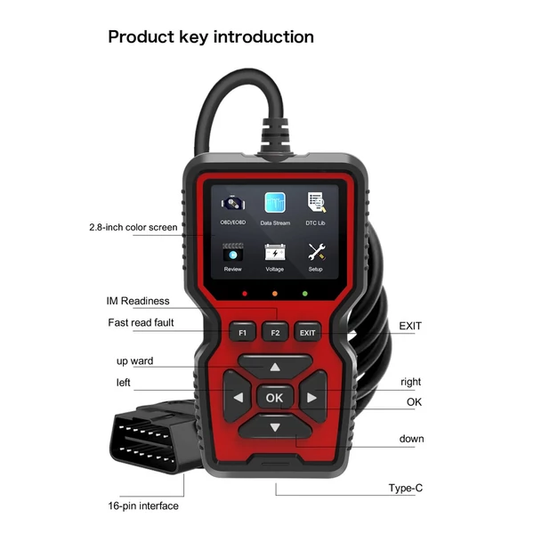 V519 OBDII diagnosztikai járműkódolvasó továbbfejlesztett támogatási nyomtatási funkciók minden OBD II protokoll autóhoz 1996 óta