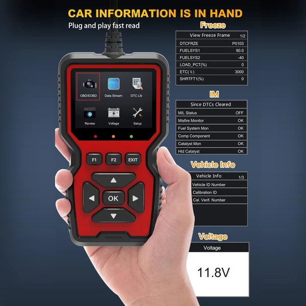 V519 OBDII diagnosztikai járműkódolvasó továbbfejlesztett támogatási nyomtatási funkciók minden OBD II protokoll autóhoz 1996 óta