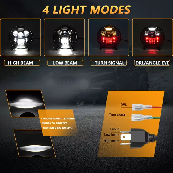 7 hüvelykes autó, motorkerékpár LED-es fényszóró DRL-vel / irányjelzővel / tompított fényszóróval / távolsági fénnyel - 2 db