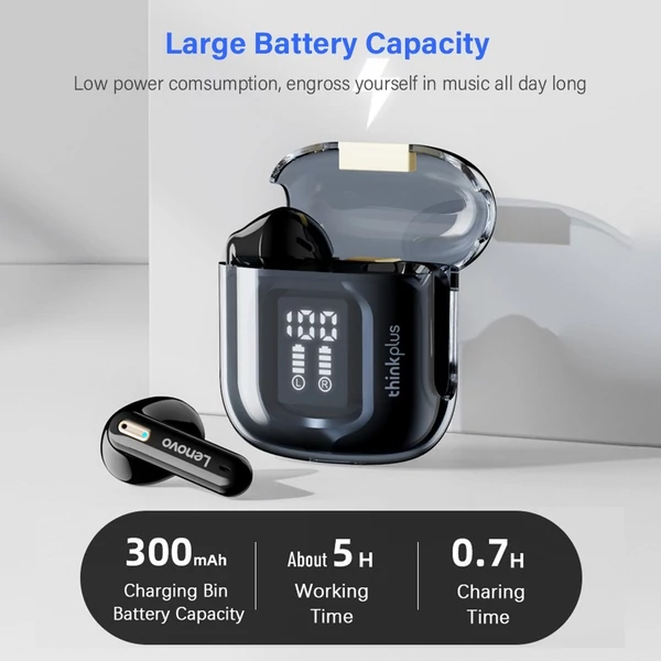 Lenovo LP6pro vezeték nélküli fülhallgató BT5.3 gyorstöltés, fél fülbe helyezhető, 300 mAh-s töltődoboz HiFi sztereóval - Fehér + fekete