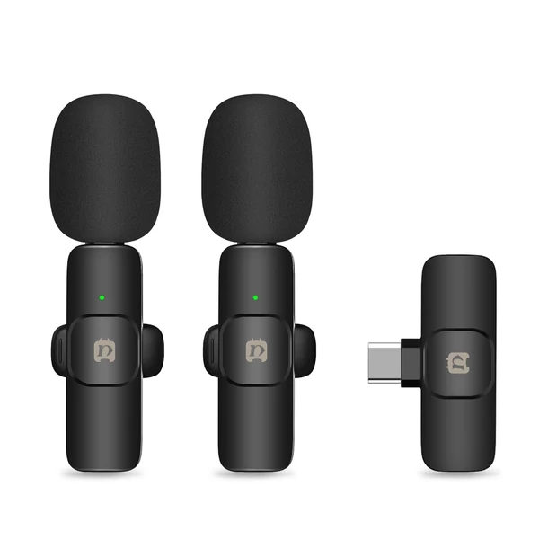 PULUZ PU3151B One-Trigger-Two Mini 2.4G vezeték nélküli mikrofonrendszer C-típusú Android okostelefonokhoz