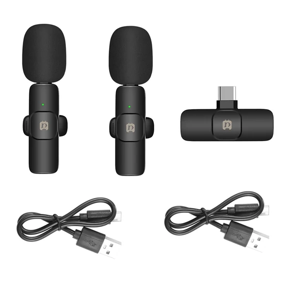PULUZ PU3151B One-Trigger-Two Mini 2.4G vezeték nélküli mikrofonrendszer C-típusú Android okostelefonokhoz