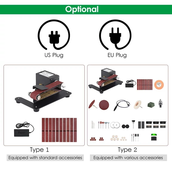 250 W-os mini elektromos asztali szalagcsiszoló 7 sebességes, állítható vezérlésű csiszoló, élező, polírozógép - Típus 2
