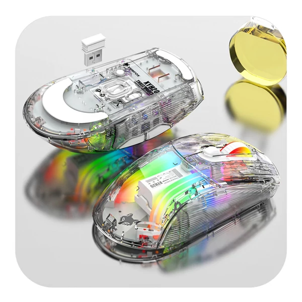 XYH20 RGB mechanikus játék egér BT5.0 2.4G vezeték nélküli USB vevővel - Fekete