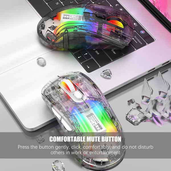 XYH20 RGB mechanikus játék egér BT5.0 2.4G vezeték nélküli USB vevővel - Fekete