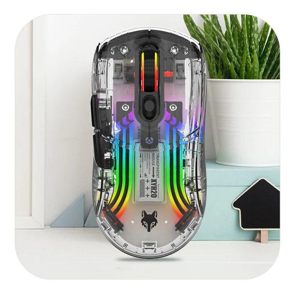 XYH20 RGB mechanikus játék egér BT5.0 2.4G vezeték nélküli USB vevővel - Fekete