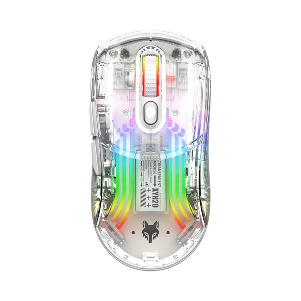 XYH20 RGB mechanikus játék egér BT5.0 2.4G vezeték nélküli USB vevővel - Fehér