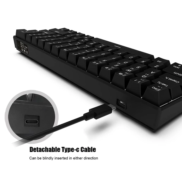 OUTEMU USB vezetékes 61 gombos mechanikus billentyűzet LED háttérvilágítással támogatja a hot swap gombot - Arany-piros