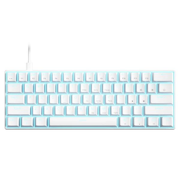 OUTEMU USB vezetékes 61 gombos mechanikus billentyűzet LED háttérvilágítással támogatja a hot swap gombot - Fehér-piros