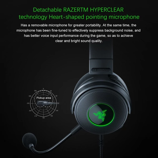 Razer V3 Chroma RGB fejhallgató Vezetékes USB játék fejhallgató levehető HyperClear Cardioid mikrofonnal