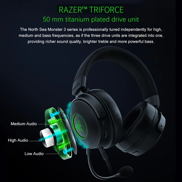 Razer V3 Chroma RGB fejhallgató Vezetékes USB játék fejhallgató levehető HyperClear Cardioid mikrofonnal