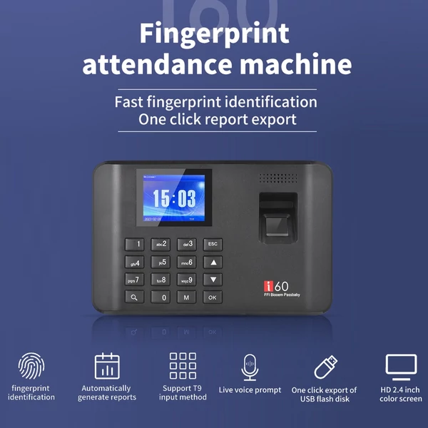 2,4 hüvelykes LCD-képernyős, intelligens biometrikus ujjlenyomat-jelszó-figyelő gép U lemezzel