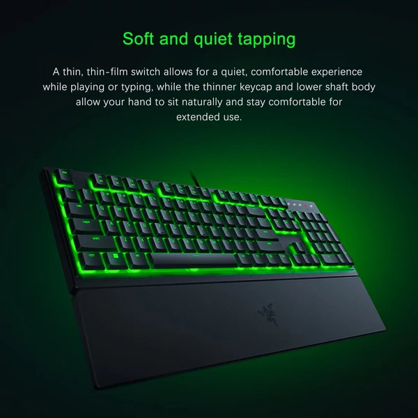 Razer V3X 104 billentyűs vezetékes játékbillentyűzet Razer Chroma RGB USB 1000 Hz, mechanikus, levehető csuklótámlával