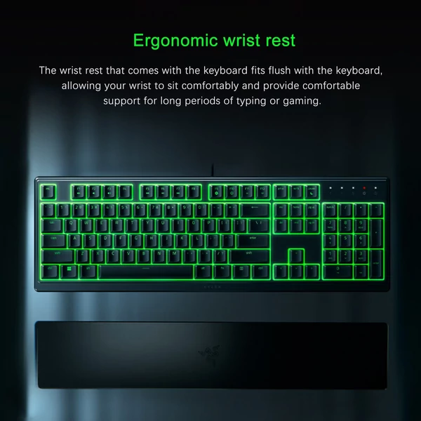 Razer V3X 104 billentyűs vezetékes játékbillentyűzet Razer Chroma RGB USB 1000 Hz, mechanikus, levehető csuklótámlával