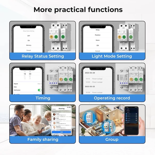 Tuya WiFi intelligens visszazáródó védő többfunkciós áramfeszültség figyelő teljesítménymérő védelmek mobiltelefonos APP vezérlés - A típus