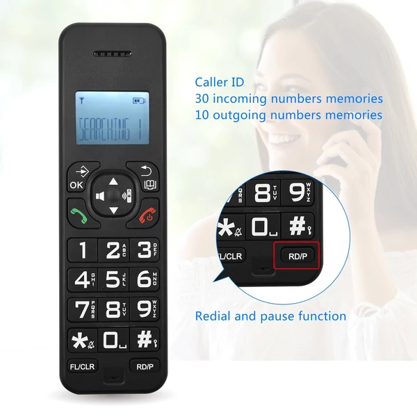 D1002B vezeték nélküli telefon üzenetrögzítővel - Fekete