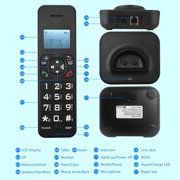 D1002B vezeték nélküli telefon üzenetrögzítővel - Fehér