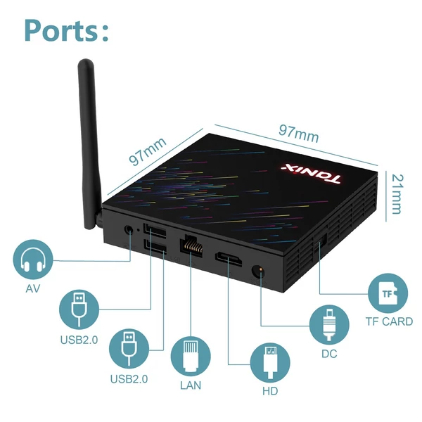 TANIX TX68 Android 12.0 Smart TV Box Allwinner H618 négymagos 4K, AV1 H.265 VP9, 2.4G és 5G WiFi - 16GB