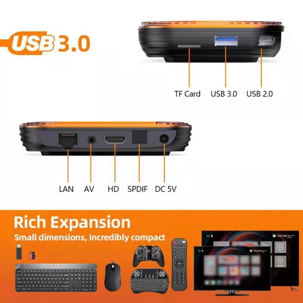 HK1 RBOX X4 Android 11.0 Smart TV Box UHD 4K Amlogic S905X4 H.265 VP9 8K 2.4G/5G WiFi 1000M LAN - 128GB