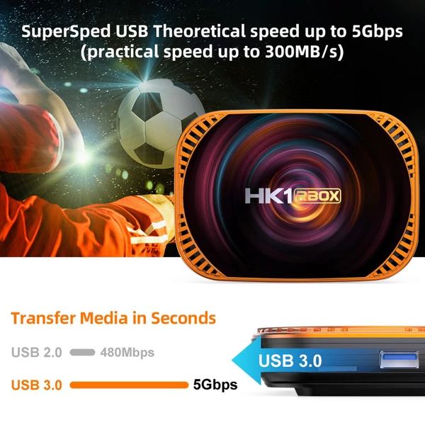 HK1 RBOX X4 Android 11.0 Smart TV Box UHD 4K Amlogic S905X4 H.265 VP9 8K 2.4G/5G WiFi 1000M LAN - 32GB