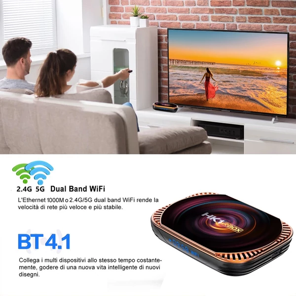 HK1 RBOX X4 Android 11.0 Smart TV Box UHD 4K Amlogic S905X4 H.265 VP9 8K 2.4G/5G WiFi 1000M LAN - 32GB