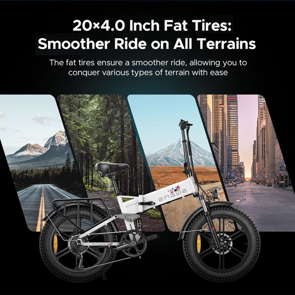 ENGWE Engine X elektromos kerékpár 20x4,0 hüvelykes gumiabroncsok 250 W motor teljes felfüggesztés összecsukható ingyenes Xiaomi Mi Band 8 - Fekete