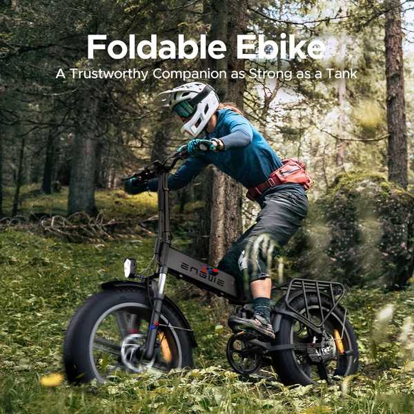 ENGWE Engine X elektromos kerékpár 20x4,0 hüvelykes gumiabroncsok 250 W motor teljes felfüggesztés összecsukható ingyenes Xiaomi Mi Band 8 - Fekete
