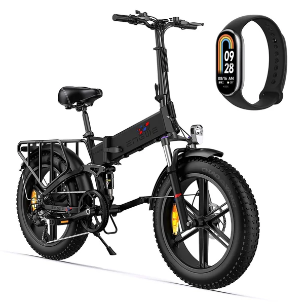 ENGWE Engine X elektromos kerékpár 20x4,0 hüvelykes gumiabroncsok 250 W motor teljes felfüggesztés összecsukható ingyenes Xiaomi Mi Band 8 - Fekete