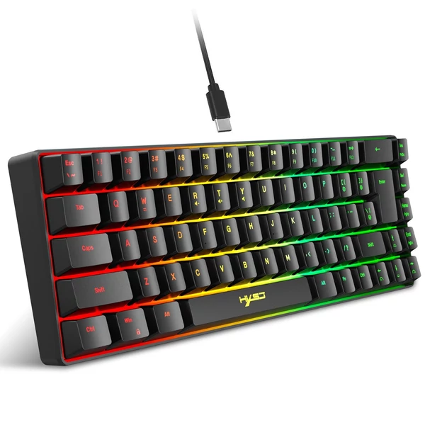 HXSJ V200 vezetékes K68 RGB Streamer mini Gaming billentyűzet - Fekete