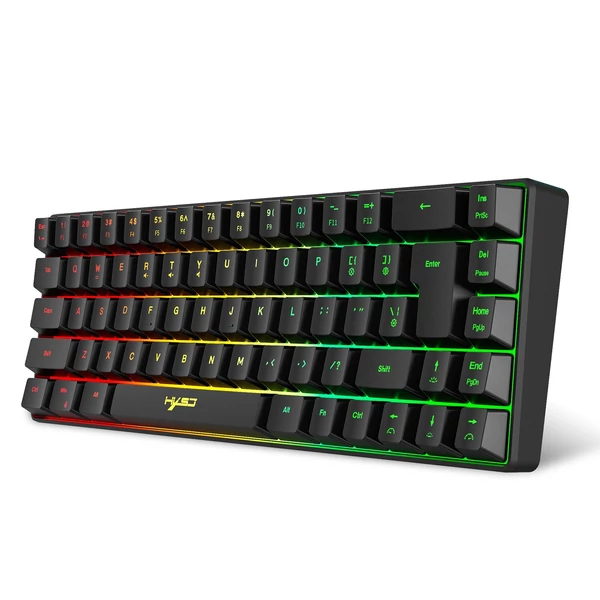 HXSJ V200 vezetékes K68 RGB Streamer mini Gaming billentyűzet - Fekete