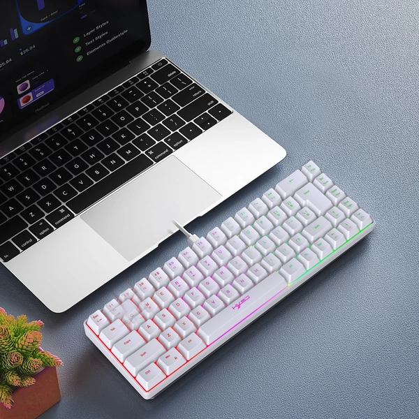 HXSJ V200 vezetékes K68 RGB Streamer mini Gaming billentyűzet - Fehér
