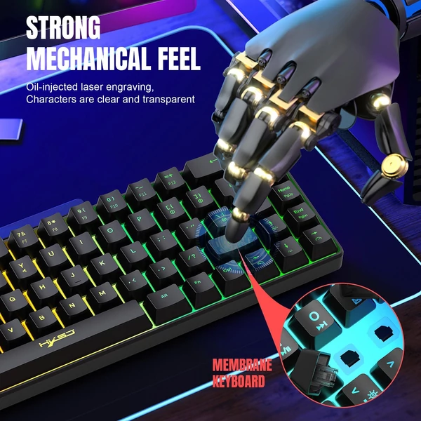 HXSJ V200 vezetékes K68 RGB Streamer mini Gaming billentyűzet - Fehér