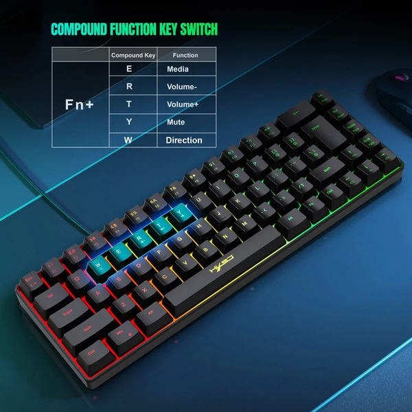 HXSJ V200 vezetékes K68 RGB Streamer mini Gaming billentyűzet - Fehér