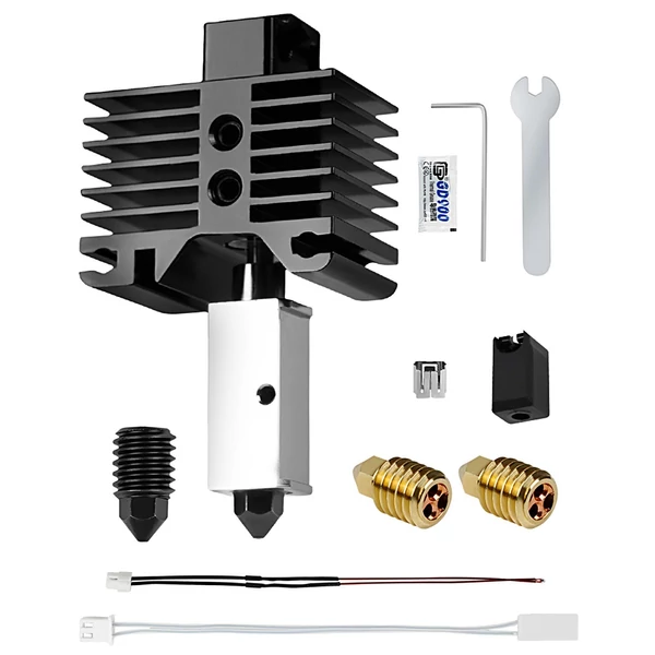 TwoTrees továbbfejlesztett Hotend készlet bevonatos réz fűtőblokkkal Heatbreak magas hőmérséklet 500 ℃ 32 extra fúvókával és 1 db szilikon burkolattal