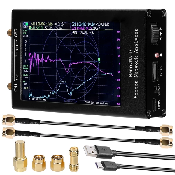 Kézi vektoros hálózati analizátor 4,3 hüvelykes IPS TFT színes kijelző HF VHF UHF analizátor USB Type-C interfész