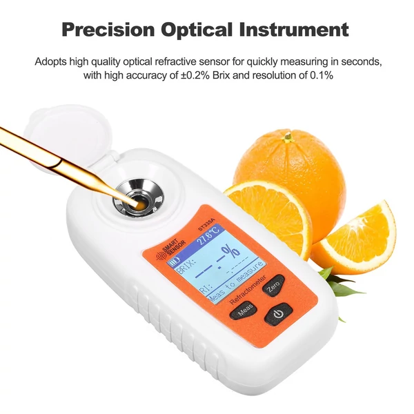 SMART SENSOR ST335A LCD hordozható digitális kézi méz refraktométer ATC cukoroldat tartalom teszteszköz szacharométer 0-35% Brix skála tartomány