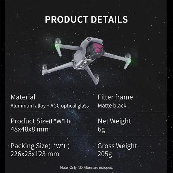 STARTRC 4 csomagos ND szűrők ND8/ND16/ND32/ND64 objektívszűrő kompatibilis a DJI Mavic 3 Pro készülékkel